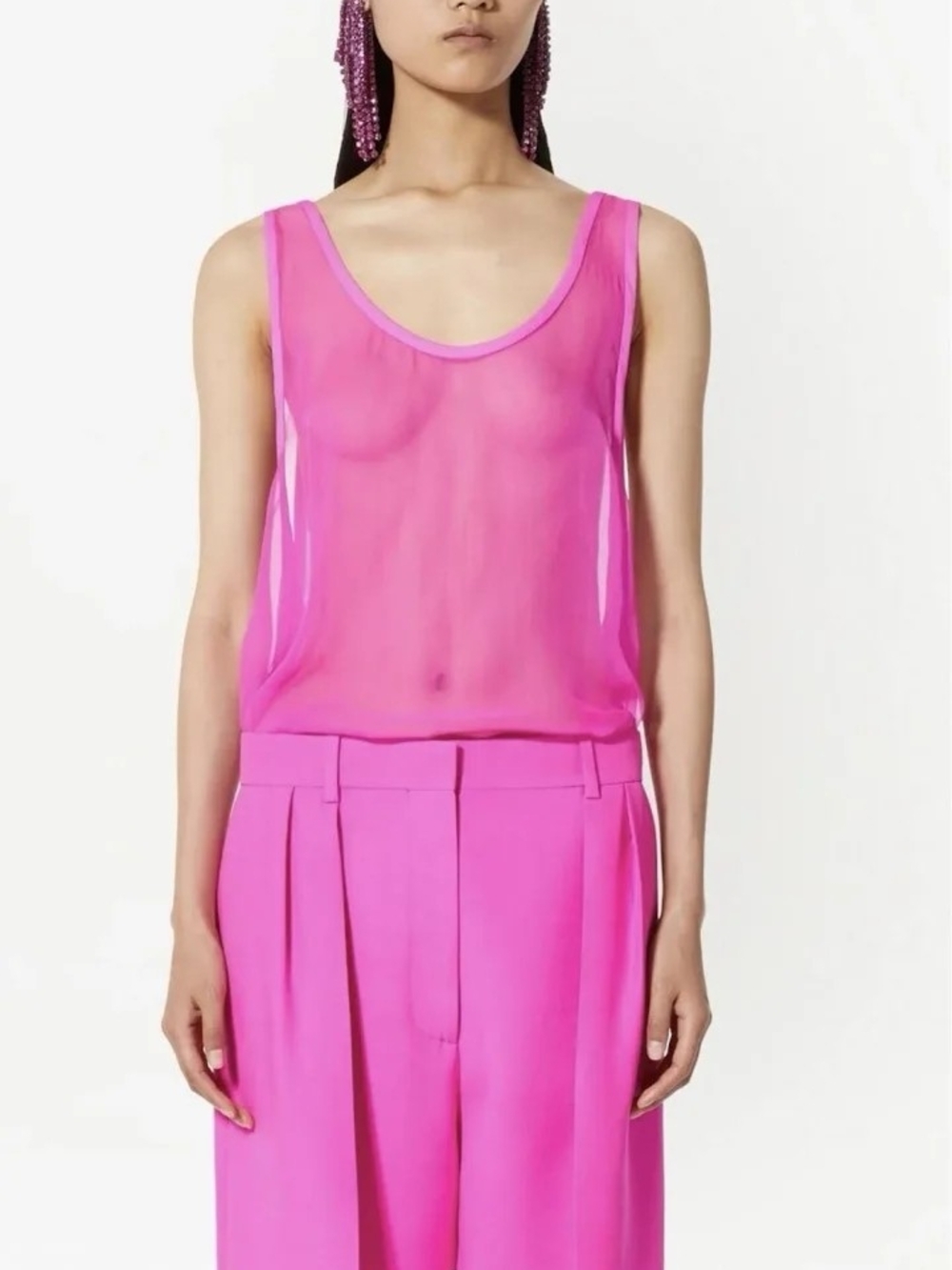 Valentino Sheer Fuchsia Pink Tank Top